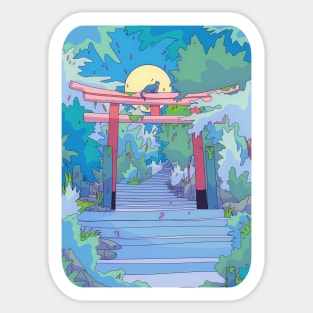 The cat and the Torii gate Sticker